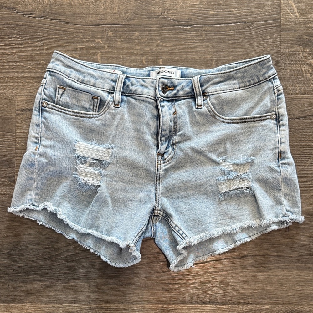 Vigoss Light Blue Distressed Denim Shorts
